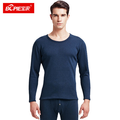 

Baopai BOPIE thermal underwear mens velvet thickening plus velvet winter Slim bottoming thick autumn clothing long pants warm set Bao blue V-neck L