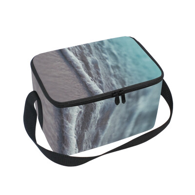 

ALAZA Lunch Box Insulated Ocean Wave Lunch Bag Large Cooler Tote Bagfor Men Women