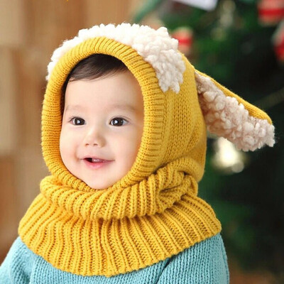 

5 Color Baby Fashion Winter Warm Kids Boy Girls Knit Dog Hat And Scarf Toddler Beanie Cap Set