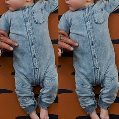 

Newborn Baby Boy Girl Clothes Denim Romper Bodysuit Jumpsuit Outfits 0-24M