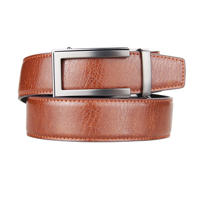 

BPSTAR Mens Automatic Buckle Genuine Leather Mens Ratchet Holeless Belt Business High Quality Mens Real Belt for Pants