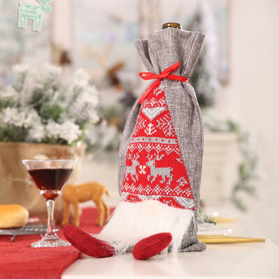 

Christmas decoration Wine Bottle Cover Three-dimensional Long-legs Old Man Wine Bottle Bag Simulation Beard Red Wine Bag