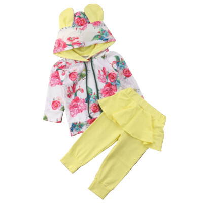 

Toddler Kids Baby Girl Clothing Cute Floral Print HoodiePants Kid Clothes Fashionable Baby Girl 2 Piece Sets