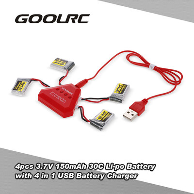 

4pcs GoolRC 37V 150mAh 30C Li-po Battery with 4 in 1 U4 Fast Smart Charger for JJRC H8MINI Drone Quadcopter