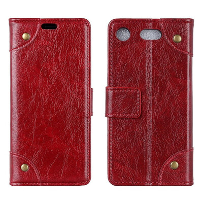 

MOONCASE Sony Xperia XZ Premium copper buckle nappa leather case - wine red