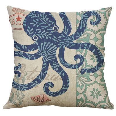 

〖Follure〗Simple Mediterranean Flax Retro Conch Shell Sea Creatures Pillow Cover