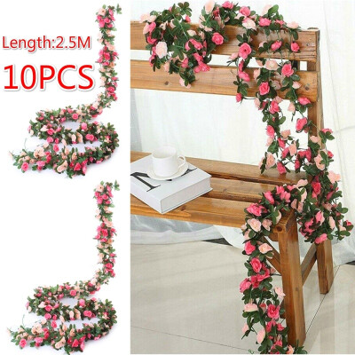 

14810PCS 8ft Artificial Flower Silk Rose Flower Ivy Vine Hanging Garland Home Hotel Party Garden Wedding Decor