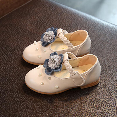 

Children Princess Leather Shoes PU 2 Colors Casual Baby Flower Pink Girls Fashion Brand Shoes