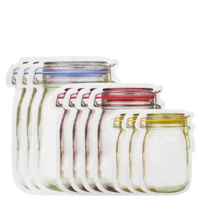 

1012Pcs Jar Shape Zipper Bag Reusable Snack Saver Food Sandwich Storage Pouch