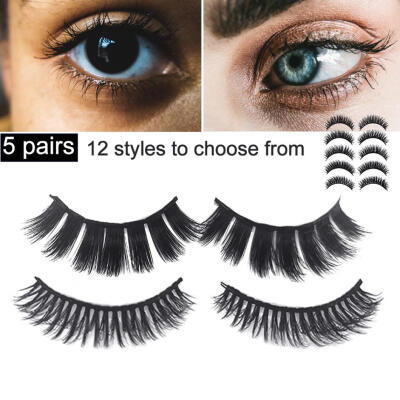 

5 Pairs 3D Synthetic Fiber Natural False Eyelashes Long Fake Lashes Extension