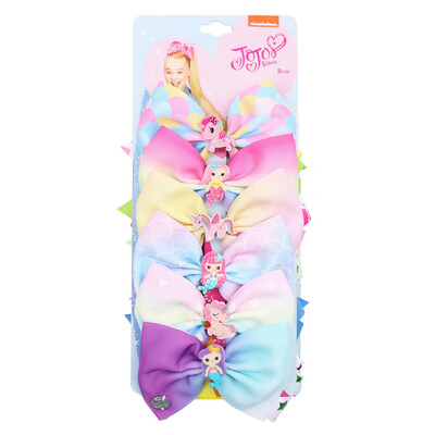 

6PCS Set 5"JOJO Girls Hair Bow Hair Clip Baby Ribbon Jacket Luo Satin Headwear