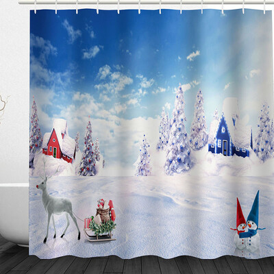 

Christmas Tree Shower Curtain 180x180cm With 12 Plastic C Hook Christmas Designation Waterproof Bathroom Accessories