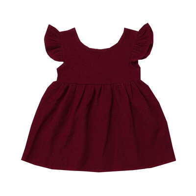 

Summer Casual Baby Girls Solid Print Flare Sleeve Dress Kids Toddler Sleeveless Pageant Sundress Princess Dress Party Wedding Dr