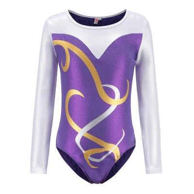 

5-12Y Gymnastics Dancesuit Girls Long Sleeve Dance Leotards Child Striped Costumes Gymnastic Leotards Kids Dance Ballet suits