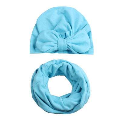 

Childrens Bow HatScarf Set Autumn Winter Warm Scarf For Baby Boy Girl New Toddlers Soft Cotton Caps 0-7Y