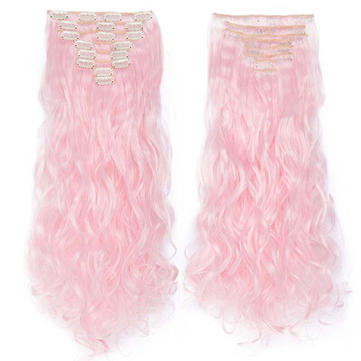 

Full Head Clip Synthetic in Hair Extensions 8 Piece 18 Clips Hairpiece Long Wave Curly Straight for Women
