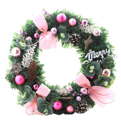 

157Inch Artificial Christmas Wreath Door Wall Ornament With Pine Cone Ball And Bowknot Gifts For Christmas Party