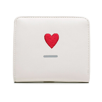 

Eyes Gesture Embroidery Bifold Purse Card Holder Women Faux Leather Short Wallet