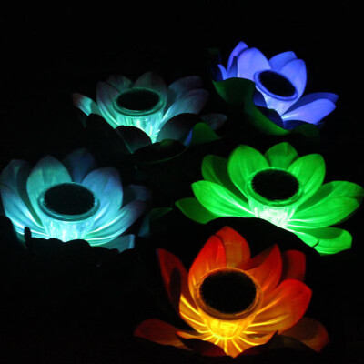 

Outdoor waterproof solar lotus pond water bleaching lamp solar garden light wishing lotus leaf lamp wholesale