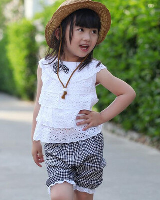 

Baby Kids Girls Clothing Lace Children Girl Clothes Sets T Shirt And Lattice Shorts Pants Set Infant Garment