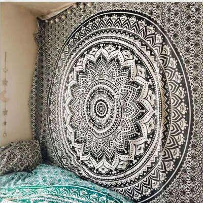 

India Mandala Tapestry Wall Hanging Macrame Wall Cloth Tapestries Psychedelic Night Sky Moon Tapestry Wall Carpet