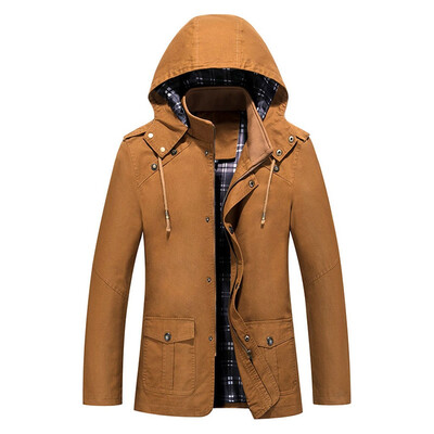 

Toponeto Mens Autumn Winter Casual Hooded Pure Color Jacket Button Outwear Coat Tops