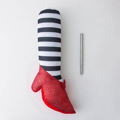 

Halloween High Heel Striped Prosthetic Leg with Telescopic Rod Halloween Party Ghost House Decoration Props