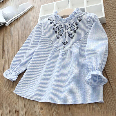 

Spring Autumn Casual Fashion Baby Girl Long Sleeve Flower Embroidery Shirt Kids Blouse