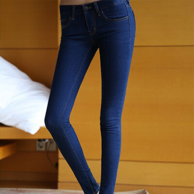 

Spring Women High Elastic Stretch Jeans Kroean Style Sexy Blue Slim Pencil Jeans Denim High Quality Denim Pants For 4 Season