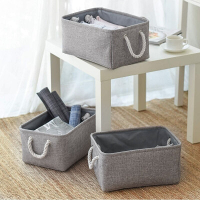 

3 Size Storage Bin Basket Box Linen Fabric Organizer Drawer Container Household for Toy Clothes Sundries Storage