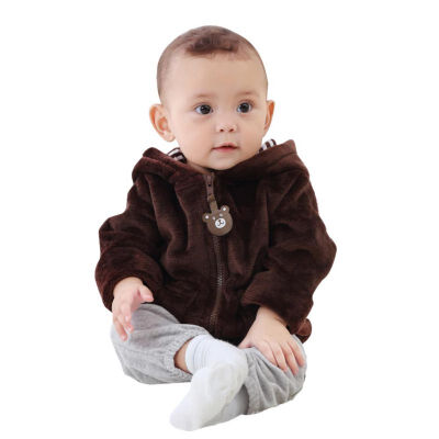 

Infant Clothing Tops Fashion Baby 6-24M Newborn Baby Girls Boys Solid Long Sleeve Hooded Ears Cute Outerwear Jackets Coats