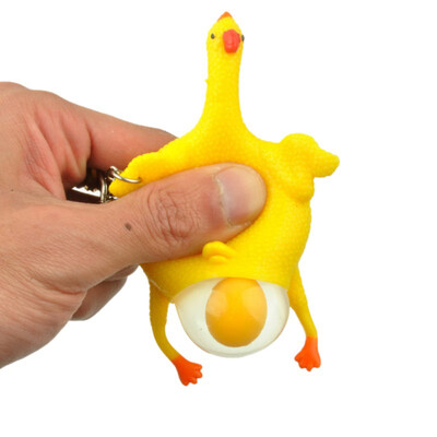

Squeeze Chicken Laying Egg Keyholder Stress Relief Vent Tricky Toys Key Ring Funny