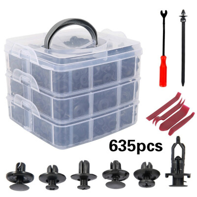 

635pcs Car Body Pin Rivet Fasteners Trim Moulding Clip Screwdriver Fastener Clip Kit