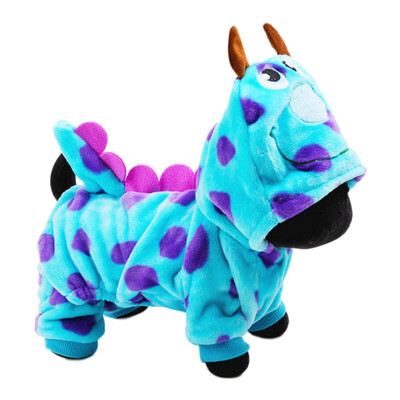 

Blue dots pattern Pet Dogs Fleeced Hoodie Four Legs Costume Puppy Winter Warm Comfortable Interesting Coats