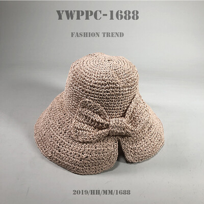 

Hat women spring&summer beach Sun Hat large brim Hat bow straw fisherman Hat Korean folding straw hat