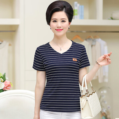 

Yu Zhaolin 2019 new middle-aged womens large size shirt mother wear casual sports t-shirt YWMM191370 long sleeve navy blue