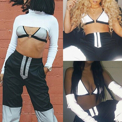 

Women Reflective Buckles Festival Bralet Bra Bustier Crop Tops Bralette Camisole