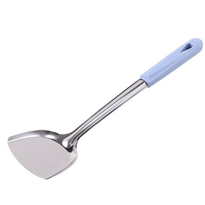 

Stainless Steel Spatula Thickening Wok Spatula With Wheat Straw Hand Soup Spoon
