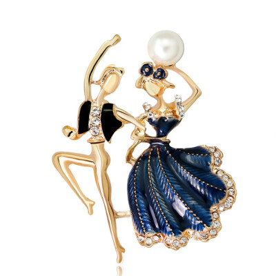 

Lover Romantic Princess Prince Dancing Brooch Luxury Alloy Stone Item Brooch