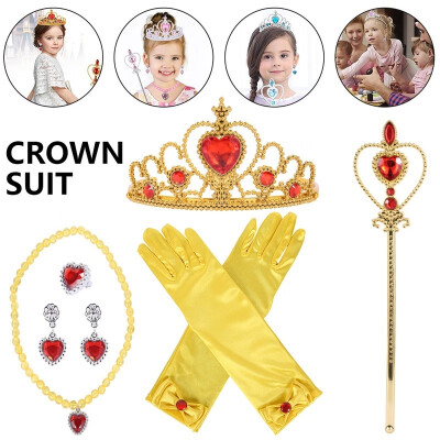 

6 Pieces Set Girls Child Kids Princess Queen Wand & Tiara Crown Dressing Up