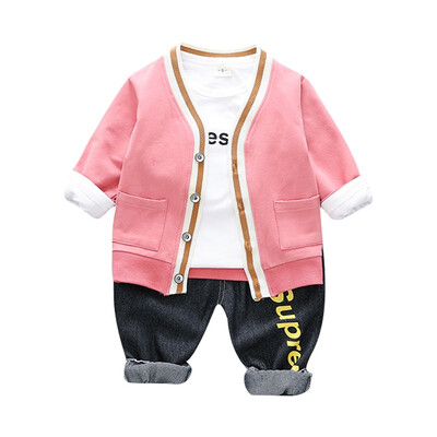 

Autumn Baby Boy Long Sleeve Letters T-shirt Cartoon Duck Sweatshirt Denim Trousers Casual Outfits Cute Blouse Pants Sets