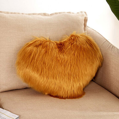 

Heart Shape Fluffy Faux Fur Plush Soft Sofa Chair Bed Room Decor Pillow Case Cushion Cover
