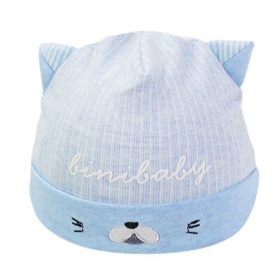 

Baby fetal cap girl spring cute cartoon triped rabbit ear pullover hat cotton cartoon bear cap for 0-8M