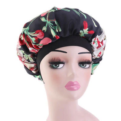 

Silk Satin Night Sleep Cap Hair Bonnet Hat Head Cover Wide Band Adjust Elastic