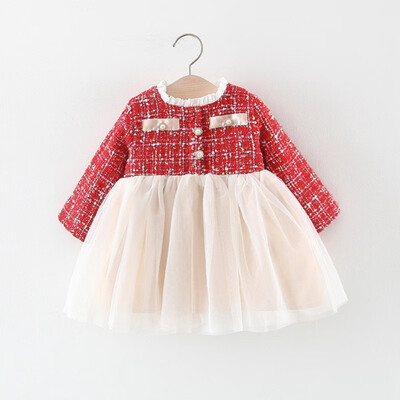 

Girls Dress Long Sleeve Baby Girls Cotton Mesh Princess Autumn And Winter For Kids 0-4 Years Old