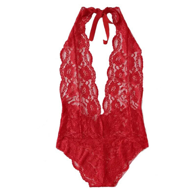 

Sexy Hanging Neck Perspective Bodysuit Lace Exotic Temptation Halter Erotic Lingerie