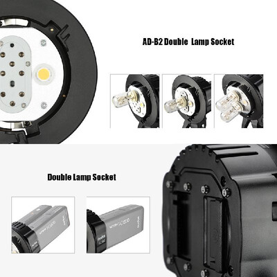 

Godox WITSTRO AD-B2 AD200 Dual Power Flash Head Bowens Mount Double Tube Light Head Bracket for AD200 Portable Flash Speedlite