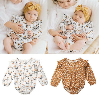 

CA Newborn Baby Girls Long Sleeve Ruffle Romper Jumpsuit Floral Outfit Clothes