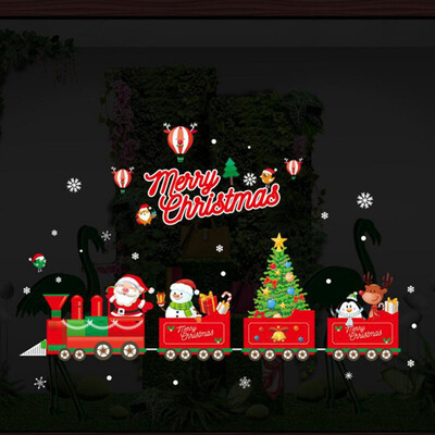 

2020 New Merry Christmas Window Showcase Wall Sticker Decals Santa Claus Xmas Wall Art Removable Home Decor 10 Styles