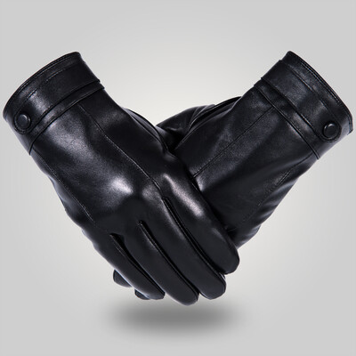 

BENOORAY leather gloves mens winter warm windproof driving riding touch screen cotton gloves women plus velvet thickening cycling business mens gloves gift box classic  code